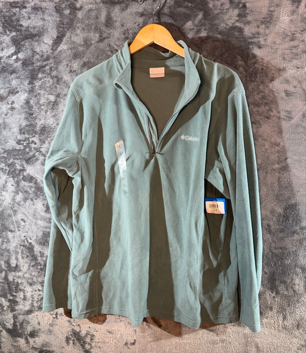 Columbia Mens Pine Ridge Half Zip Fleece Pullover L NWT Sage Green XM6279